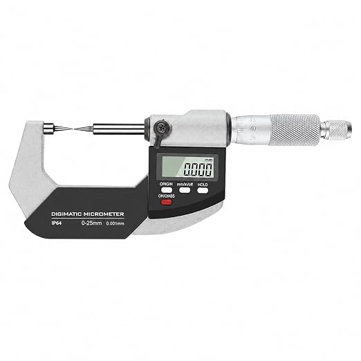 Digital Micrometer with 0-1"/0-25mm Measuring Range Electronic Micrometer Measuring Tool, Inch/Metric (Point Micrometer(15°))