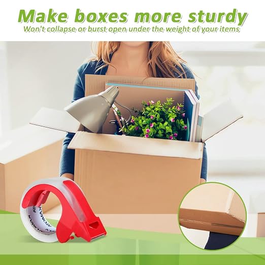 KAMOTA Packing Tape, 12 Rolls Heavy Duty Clear Packaging Tape for Shipping Packaging Moving Sealing, 1.88 inches Wide, 65 Yards Per Roll, Total 780 Yards with 2 Dispensers