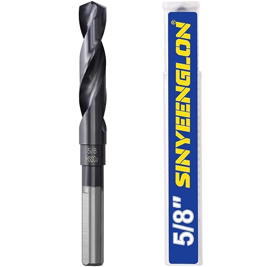 5/8 Drill Bit for Metal and Hardened Steel, M35 Cobalt 1/2 Inch Reduced Shank Industrial Grade Heavy Duty Drill Bit, with Index Storage Case