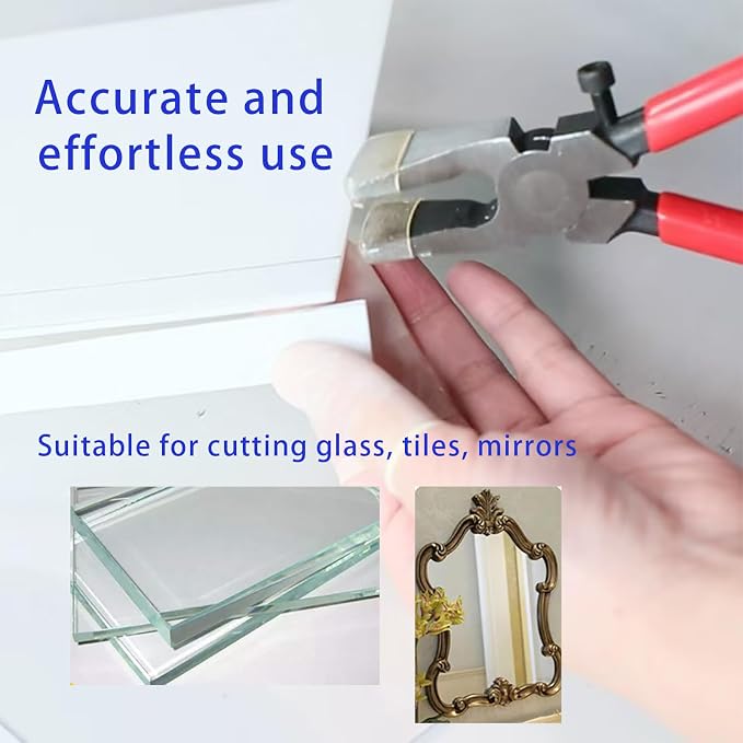 Tayfeim Glass Cutters Tools Set Glass Cutting Tool kit Glass Cutter Glass Running Pliers Breaker Grozer Pliers Stained Glass Tools with Curved Jaws Zipper Package