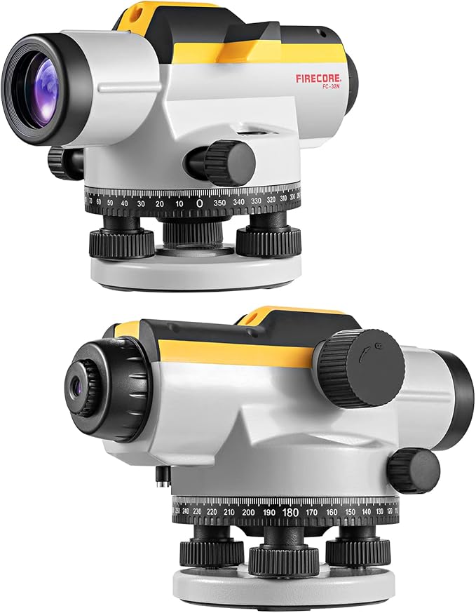 Firecore 32X Automatic Optical Level Kit with Self-Leveling Magnetic Dampened Compensator and Transport Lock, High Precision Height/Distance/Angle Level Measureing Tool - FC-32N