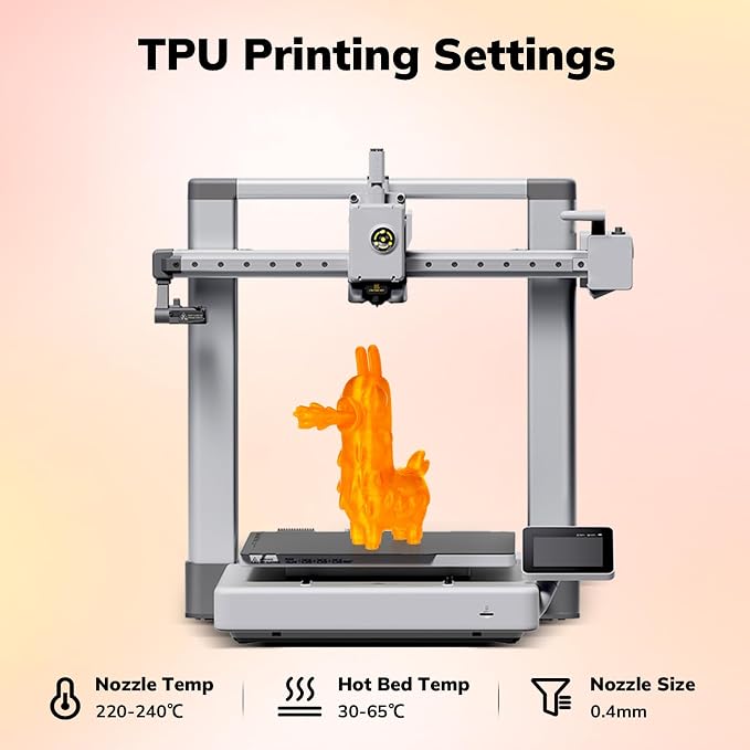 AMOLEN 95A TPU 3D Printer Filament 1.75mm, High Hardness & Resilience TPU Transparent Orange Filament, 1KG Flexible 3D Filament, Dimensional Accuracy +/- 0.02mm, Suitable for Most FDM 3D Printers
