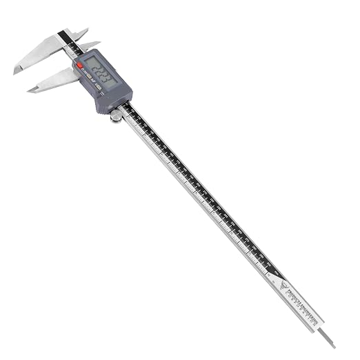 PEC Tools 12" / 300mm Digital Caliper, IP54 Electronic Caliper, ±0.03mm/0.00015" Accuracy, Carbide-Tipped Faces, DIN 862 Certified Tool for OD/ID/Step/Depth Measuring