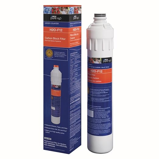 Watts Premier H2O-F12 Pure H2O 5-Micron Carbon Block Water Filter Replacement for H2O-DWCB200, H2O-DWUF300, H2O-DWRO300 Under Counter Water Filtration Systems, Push Button Design