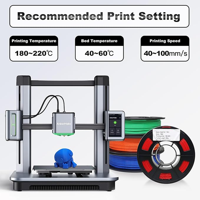 YOUSU PLA Plus Filament 1.75mm Bundle 4x250g, 4 Pack 1 KG PLA+ Sample 3D Printer Filament, 3D Printing Multi Pack Filament Dimensional Accuracy +/- 0.02mm(2.2lbs),Red/Orange/Blue/Green