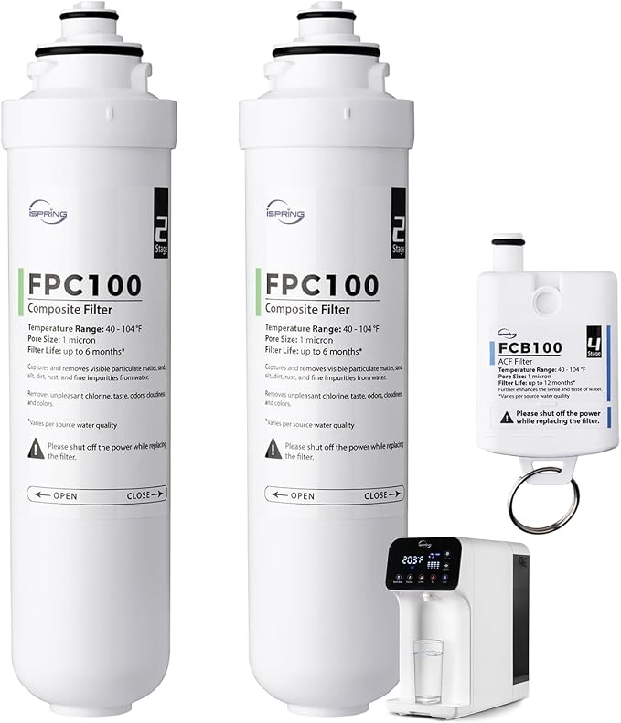 iSpring F3RCD100 1-Year Replacement Filter Pack for RCD100 RO System Countertop, Includes FPC100 x2, FCB100 x1, 3 Pieces