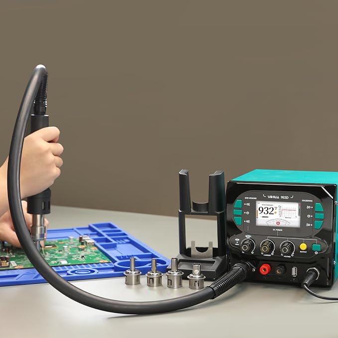 YIHUA 983D 3-IN-1 Micro Soldering Station, BGA Hot Air Rework Station, Lab Variable DC Power Supply