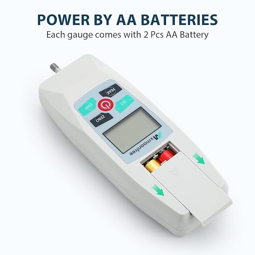 500N Digital Force Gauge Push Pull Meter Portable KF-500N | Multi Units N LB Kg Oz Storage Case Auto Backlit LCD Auto Power Off for Compression Tensile Destructive Test