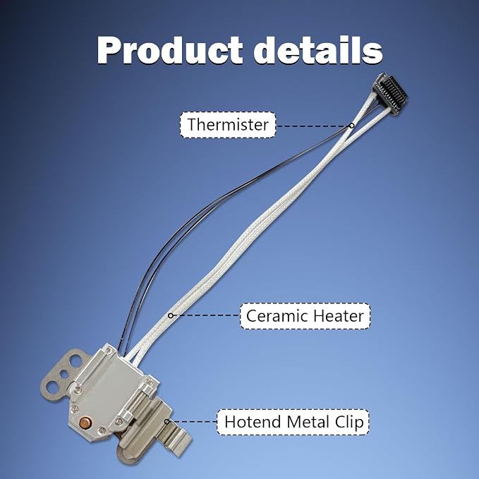 for FLASHFORGE AD5X Upgraded 0.4mm Hotend Nozzle and Heating Assembly Kit with Base Clip Heater Cartridge Thermister 3D Printer Extruder Kits All Metal Hot End/Printhead Replacement Detachable Nozzle