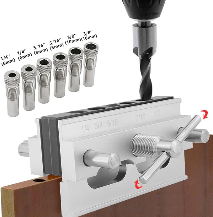 Self Centering Dowel Jig Kit, Drill Guide Bushings Set Wood Doweling Jig Woodworking Joints Tools for Straight Holes