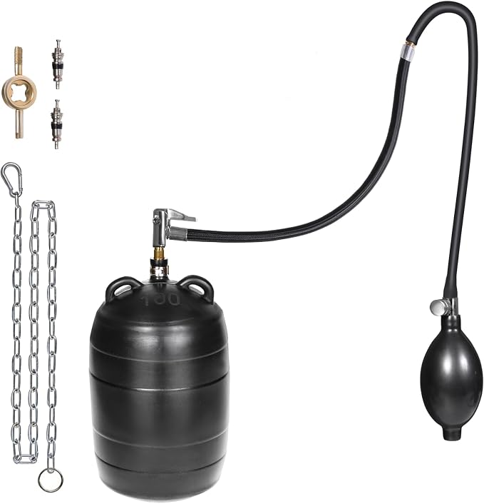 4 Inch Inflatable Pipe Plug Balloon Kit with Extension Hose,Safety Chain & Pump, Rubber Sewer Test Ball for Drain Blocking, Plumbing Pressure Testing/Leak Detection(Fits 3.8"-4.2" Pipes)