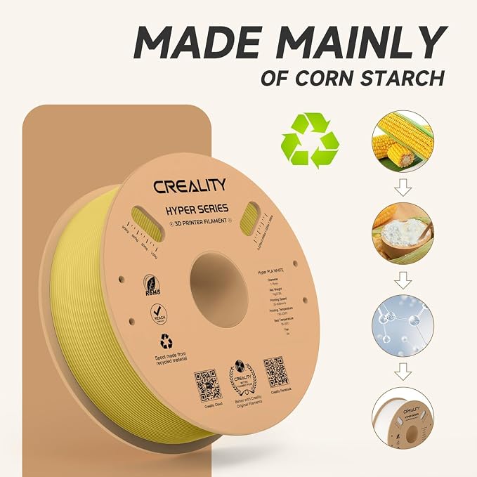 Official CREALITY Hyper PLA Filament 1.75mm, High Speed PLA 30-600mm/s Rapid 3D Printer Filament, Dimensional Accuracy +/-0.02mm,Stronger Toughness, Fit Most FDM 3D Printers, 1KG(2.2lbs) Spool Gold