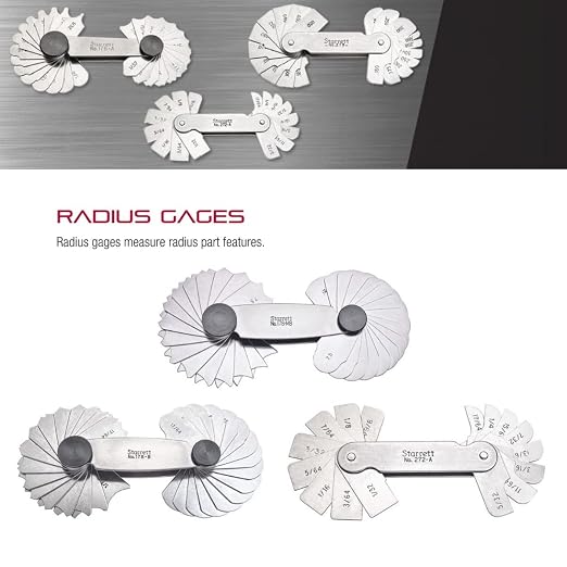 Starrett Individual Radius Gage for Both Convex and Concave Radii - Ideal for Carpenters and Constructions - Stainless Steel, 3/16" Radius Gage, Inch Reading - 167-3/16