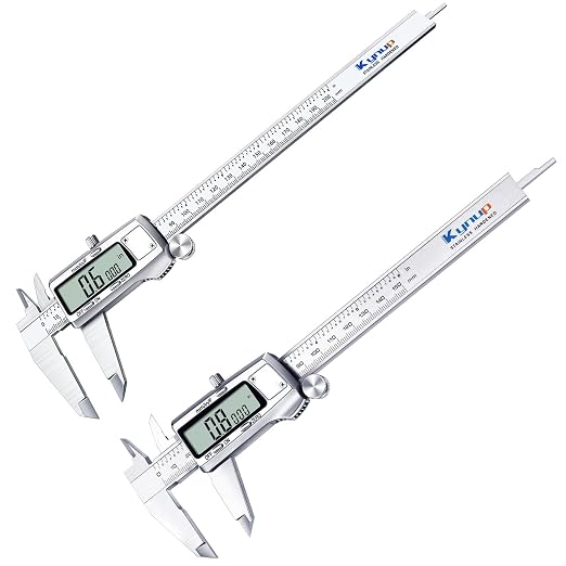 Kynup Digital Caliper 0-8 inch, Caliper Measuring Tool with Large LCD Screen, Stainless Steel, Full Turn Off,Switch from Inch Metric Fraction, Micrometer Caliper Digital for Household, DIY