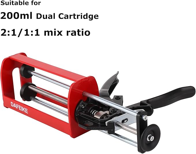 200 ml 6.75 fl oz 1:1 and 2:1 Epoxy Gun Dual Component Caulking Gun Manual Double Cartridge Caulk Gun Panel Bond Adhesive Applicator for 08115 08116, Red