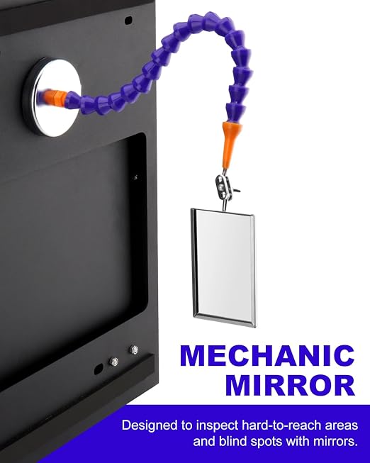 2 PCS Inspection Mirrors Mechanic Welding Mirror with Magnetic Base Adjustable Arm Machine Tool for Technicians Auto Mechanics for Use in Confined Spaces