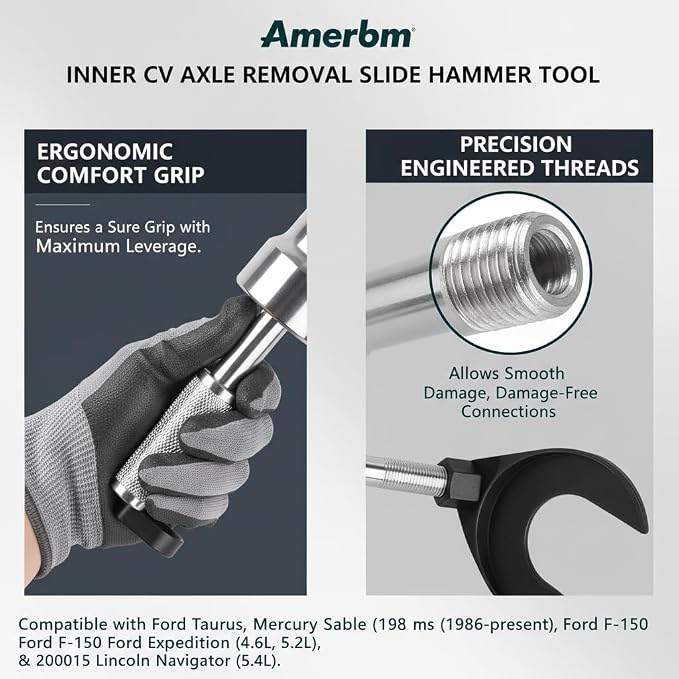 10lb Heavy Duty CV Axle Removal Tool Kit, Professional Inner CV Joint Puller with 10 Pounds Slide Hammer, 63mm & 48mm CV Joint Fork Adapter Attachments for Front Wheel Drive FWD Axle Half Shaft