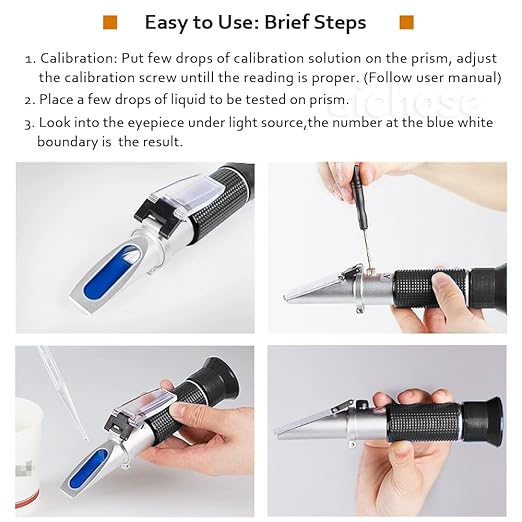 Honey Refractometer for Moisture, Brix and Baume, 3-in-1 Uses, 58-90% Brix Scale Range, Ideal for Honey, Maple Syrup, and Molasses, Bee Keeping Supplies