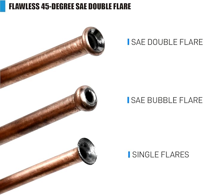 SMOTIVEPRO 7-Piece Brake Line Flaring Tool Kit, 3/16" 1/4" SAE Double Flare Tool, Creates 45° Single Double Bubble Flares for Vehicle Brake Hydraulic Line Repair