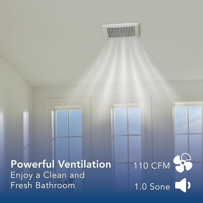 Broan-NuTone Bathroom Exhaust Fan, Easy Install, Powerful 110 CFM, Quiet 1.0 Sones, Energy Star