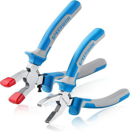 SPEEDWOX 6" Glass Cutting Pliers Set - Breaker & Runner - Bottle & Stained Glass Cutter