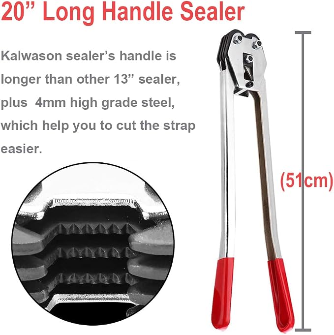 Binding Tool Kit for Strapping - Poly Strapping Tensioner Cutter & Sealer Manual Banding Tool Windlass Set for 1/2"- 3/4" Width Polyester Polyproplyn Strap, with 200 Strapping Seals