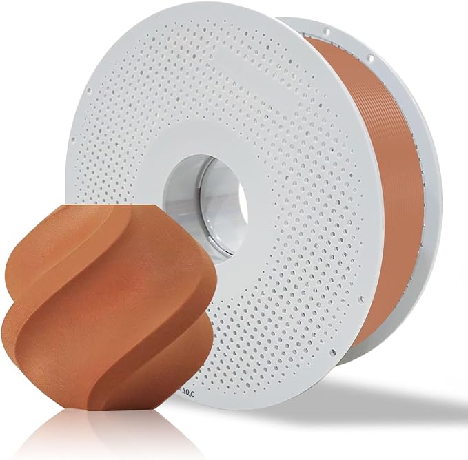 Bamboo PLA Wood 3D Printing Filament for Bambu Lab X1/X1C/P1S/P1P/A1/A1 MINI/AMS 1KG (2.2lbs), Real Wood Texture, Matte Finish, and RFID with Spool +/- 0.03mm (Clay Brown 13801)