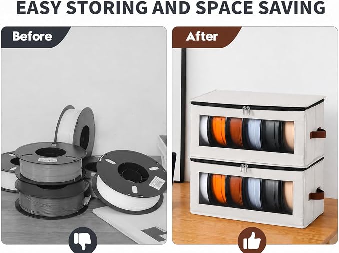 Qozary Filament Storage Box - 4 Pack 3D Printer Filament Storage Containers with Desiccants, Holds Up to 24 Rolls, 3D Printing Accessories Holder Rack for Home, Office Workshop, Studio
