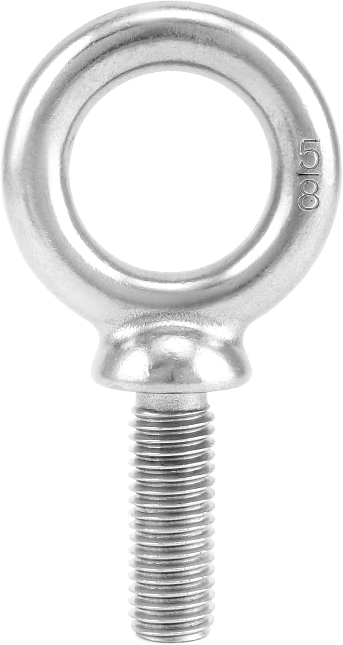 QWORK Eye Bolt, 5 Pack 5/8"-11 x 1-3/4" Marine Grade 304 Stainless Steel Lifting Ring Threaded Eyebolt Machinery Shoulder Eyebolts