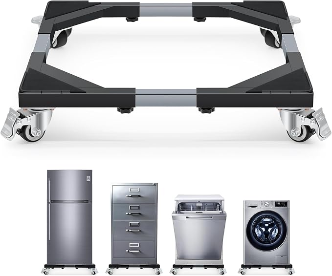 Nefish Upgraded Washing Machine Dolly with Wheels Heavy Duty 21-28 Inch Stainless Steel Appliance Roller 1000 Lbs Furniture Cart with Wheel Flat Dollies for Washer and Dyer, Fridge, Cabinet, Boxes