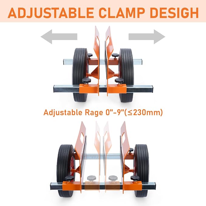 AIWFL Panel Dolly Heavy Duty Door Cart 1100LBS Capacity Slab Dolly Adjustable Drywall Mover with 10" Solid Wheels Panel Cart for Drywall Sheet Material Handling All Terrain Moving