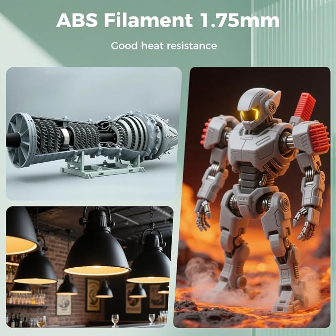 Creality ABS Filament 1.75mm, 3D Printer Filament, No-Tangling, Strong Bonding and Overhang Performance Dimensional Accuracy +/-0.02mm, 2.2lbs/Spool