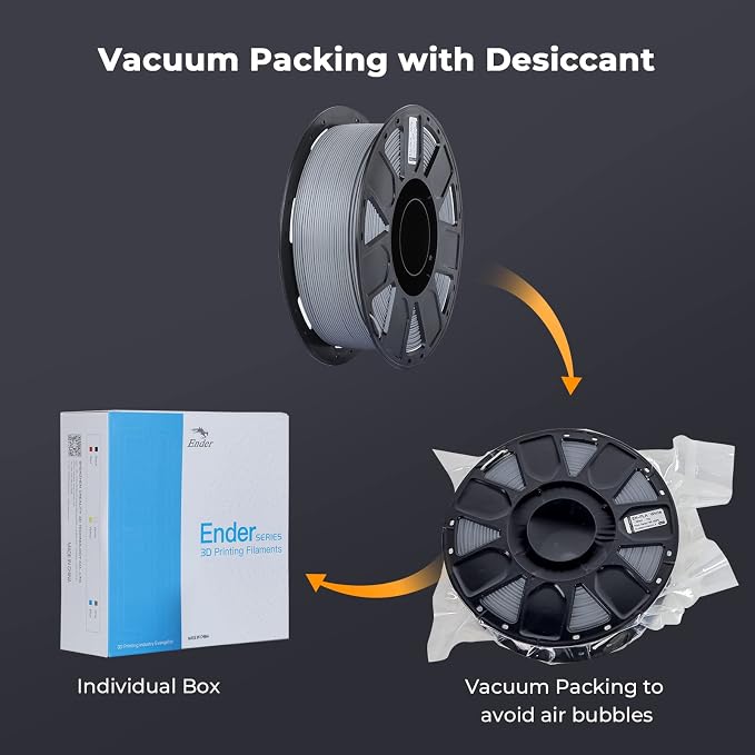 Creality PLA Filament 1.75mm, Tough and Durable 3D Printer Filament with +/-0.02mm Accuracy, Smooth Printing 1KG Spool, Grey