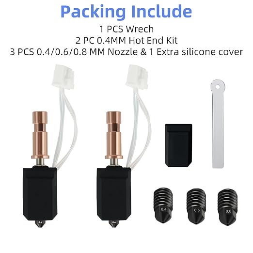 2PK 0.4MM Ceramic Hotend for Anycubic Kobra S1 Combo Hotend Kit Upgraded Thermistor Print Head Block Heating Cartridge with Extra 3 Hardened Steel Nozzle for Anycubic Kobra S1