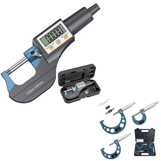HDLKNAK Digital Micrometer, Outside Micrometer Precision Measuring Tool, 0-1"/0-25 mm, Outside Micrometer Set, 0-3" Machinist Micrometer