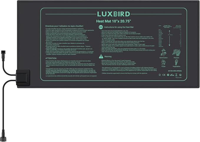 LUXBIRD Daisy Chain Seedling Heat Mat 10" x 20.75" Waterproof Plant Heating Pad, for Seed Starting, Germination, Hydroponics (Master Mat Required)
