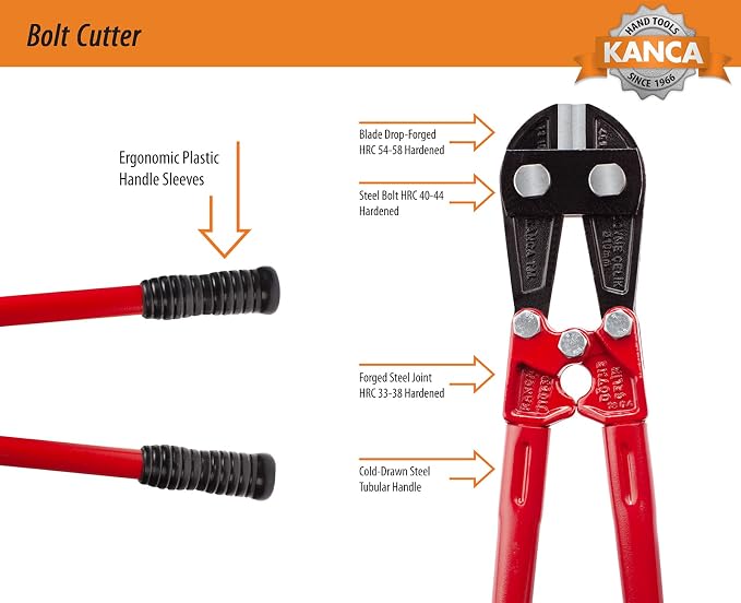 KANCA Bolt Cutter BC-10, Drop-Forged Metal Cutter and Steel Cutter, 26'' INCH Cutting Capacity 10 MM, Hand Tools & Home Improvement, Heavy Duty Cutter, Red Colour