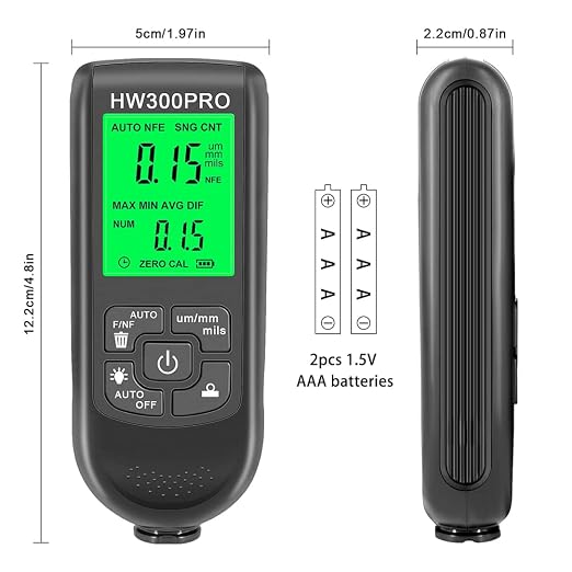 Paint Thickness Gauge, Digital Meter for Automotive Coating Thickness Gauge Tester, LCD Display Paint Mil Thickness Meter Gauge for Used Car Paint Depth Meter 0-2000um(Black)