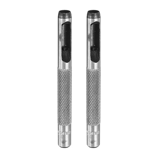 HARFINGTON 2pcs Leather Round Hole Punch, 6mm Hollow Hole Puncher Cutter Carbon Steel Circle Hole Punching Cutting Tool for Belt/DIY Leather Craft