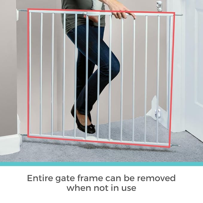 Toddleroo by North States - Essential Stairway & Walkway Baby Gate: Metal Safety Gate for Stairs & Doorways - Adjustable 24.5 to 40.25 Inches Wide - 30 Inches Tall - White