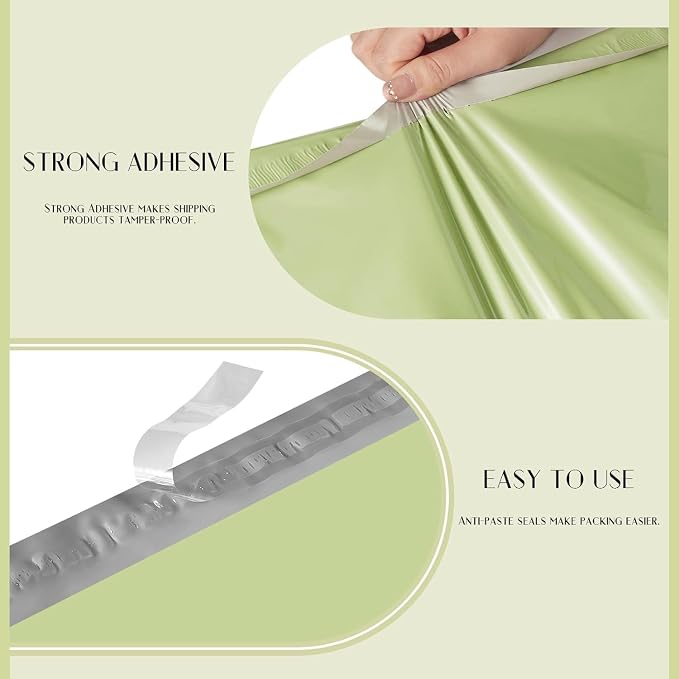 Metronic Large Poly Mailers 19x24 500 Pcs, Waterproof Shipping Bags for Clothing, Strong Adhensive Mailers Bags, Shipping Envelopes for Small Business, Tear-resistant Mailing Bags in Avocado Green