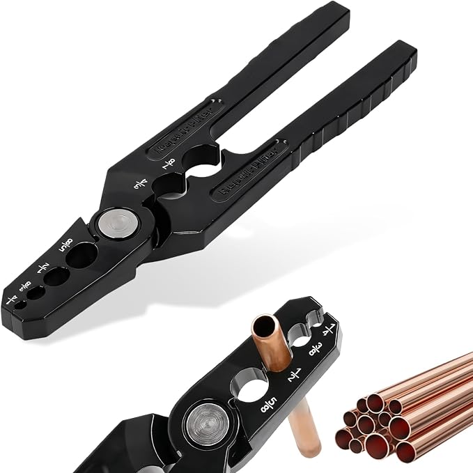 Copper Tube Rounder, Manual Pliers Tool Flat Tube Repairer Pliers Copper Pipe Rounder with 6 Hole Fits 1/4" 3/8" 1/2" 5/8" 3/4" 7/8" Pipes