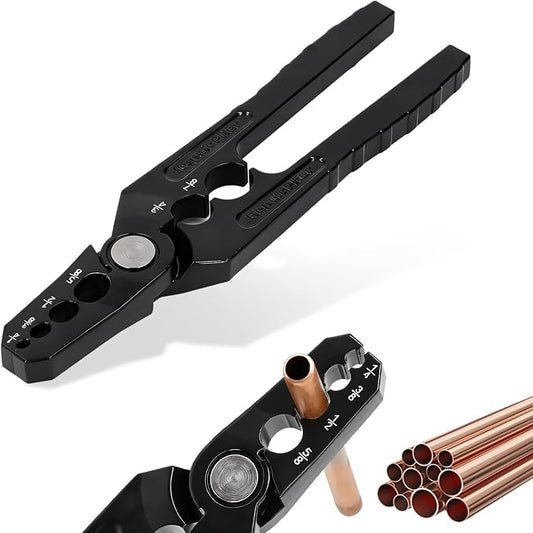 Copper Tube Rounder, Manual Pliers Tool Flat Tube Repairer Pliers Copper Pipe Rounder with 6 Hole Fits 1/4" 3/8" 1/2" 5/8" 3/4" 7/8" Pipes