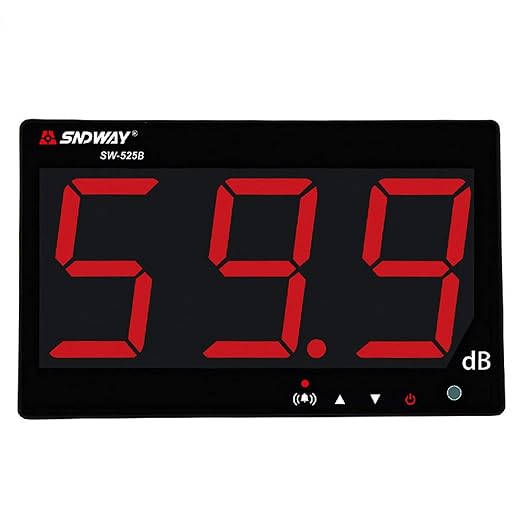SNDWAY SW-525B 30-130dB Digital Sound Level Meter with Large 9.6in Screen LCD Display Noise Meter Decibel Wall Mounted Hanging with Alarm (Sound Level Meter with Data Logger)