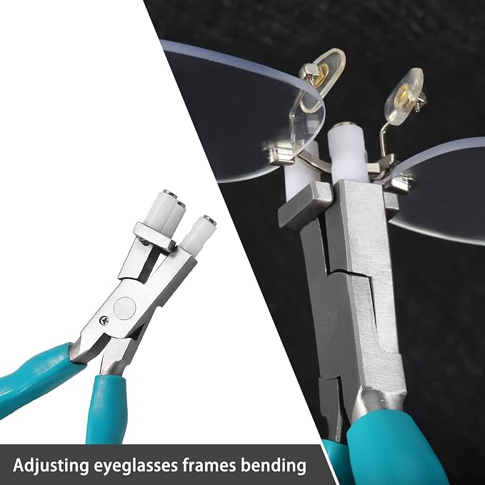 Round & Nylon Jaw Eyeglasses Frame Pliers Bundle with 6 Inches Optical Trident Pliers Professional Eyeglasses Adjusting Frame Pliers, Eyeglass Repair Kit with Eyeglass Repair Screwdriver