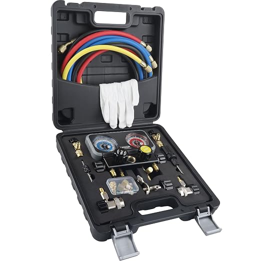 Lichamp HVAC R410A Manifold Gauge Set AC R134A, Freon R22 R32 410A 134A Diagnostic Manifold Gauge and 1/4 HP 3.5 CFM Vacuum Pump, HVAC Single Stage Vacuum Pump for R134a R410a R22 R12