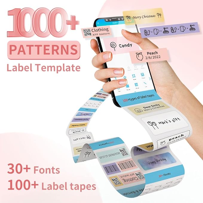 Phomemo Label Maker, D30 Label Maker Machine with Tape, Mini Bluetooth Label Makers, Small Portable Thermal Label Printer, Sticker Maker for Home Kitchen School Classroom Teacher Office Supplies