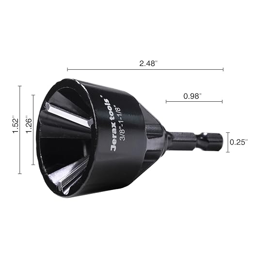 Tungsten Carbide Chamfering Drill Bit 1-1/8" for Removing Burr and Edge Deburring, Quick Release Hex Shank Deburring Tool for Metal Rod, Tube, Screw, Dowel, Sheet, Copper/PVC Pipe
