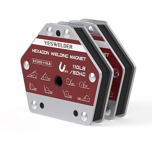 YESWELDR Hexagon Welding Magnets, 110LB 2PCS Multi-Angle Strong Magnetic Welding Holder, Holding Power Welding Accessories