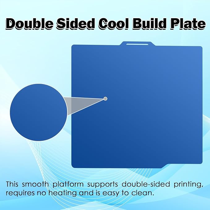 for P2S/X2D/P1S/P1P/X1/X1C/X1E/A1 Cool Build Plate No Heating No Glue 257.5x257.5mm, 3D Printer Smooth Cold PEI Double Sided Platform Surface Sheet Platform Flexible Removable Heated Bed 3D Print Mat